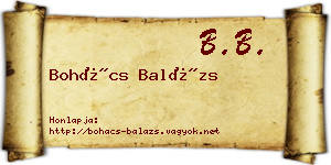 Bohács Balázs névjegykártya